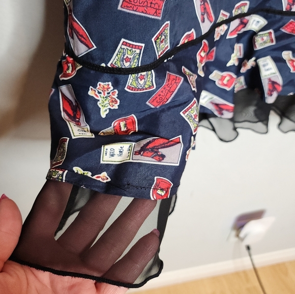 Desert Diva Sherry Holt Horse Ruffle Hem Maxi Skirt Blue Red Size Small Vintage - Picture 11 of 16